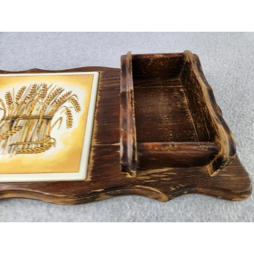 Vintage 70s Kamenstein Wheat grain Cheeseboard Cracker‎ Hot Plate Holder Tray